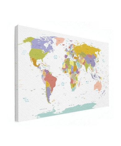 Toile carte du monde Le monde en couleurs